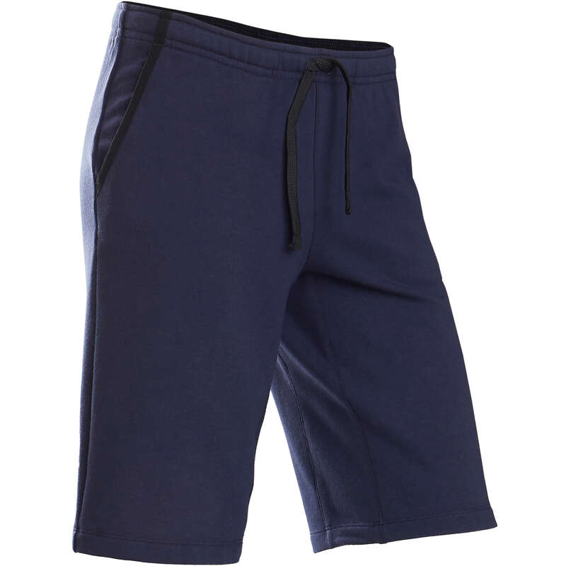 DOMYOS Boys' Breathable Cotton Gym Shorts 500 Navy Blue...