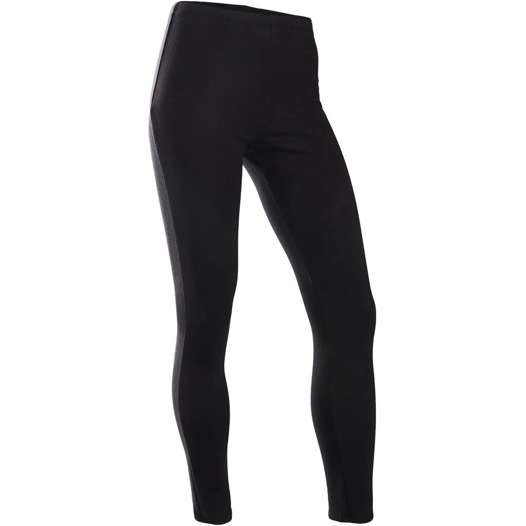 Leggings warm French Terry Baumwolle Basic Mädchen schwarz 