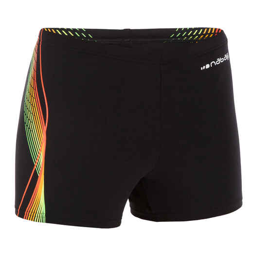 
      Boys' Swim Shorts Boxer 500 Fit - Black Cadro Orange Green
  