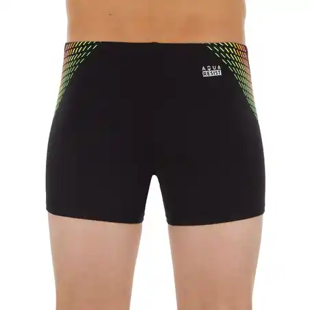 Boys' Swim Shorts Boxer 500 Fit - Black Cadro Orange Green
