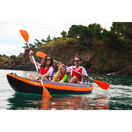 canoe kayak gonflable de randonnee 2/3 places orange itiwit