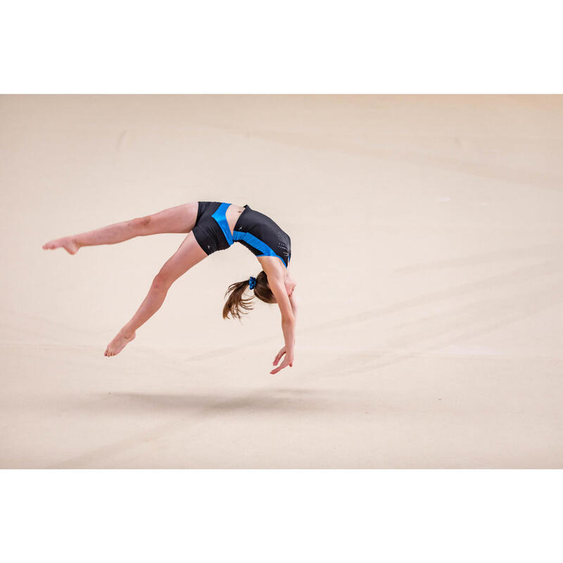 Débardeur de Gymnastique Artistique Féminine 500 noir bleu sequins