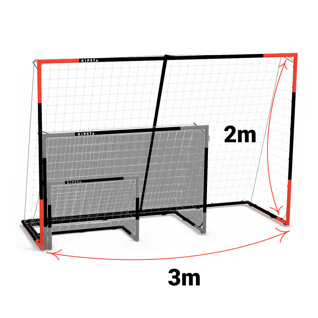 Large movable steel football goal, blue