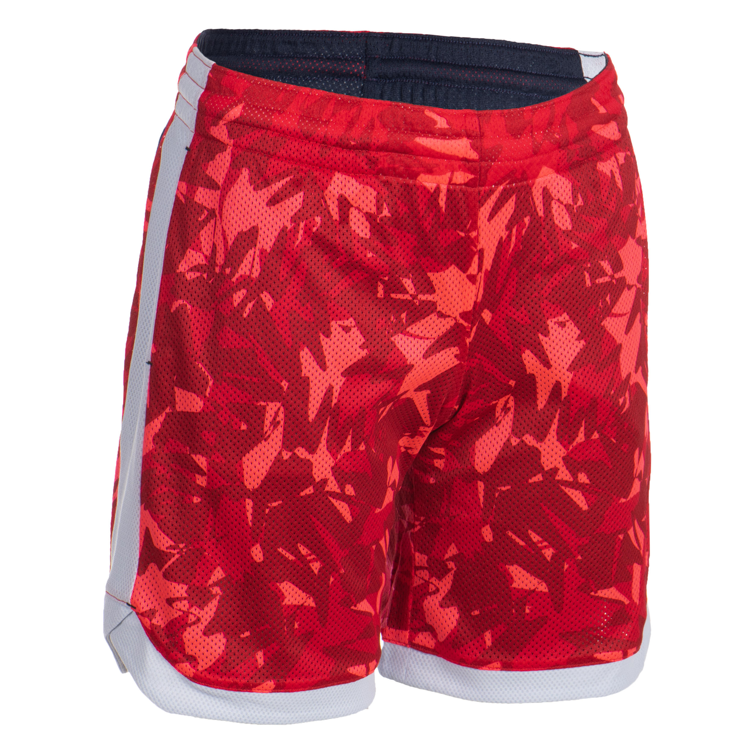 SH500R Boys'/Girls' Intermediate Basketball Reversible Shorts - Navy/Pink Print 4/11