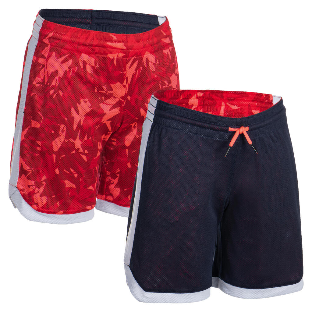 Παιδ. σορτσάκι μπάσκετ διπλής όψης για παίκτες μεσ. επιπ. sh500r - navy/ροζ σχ.