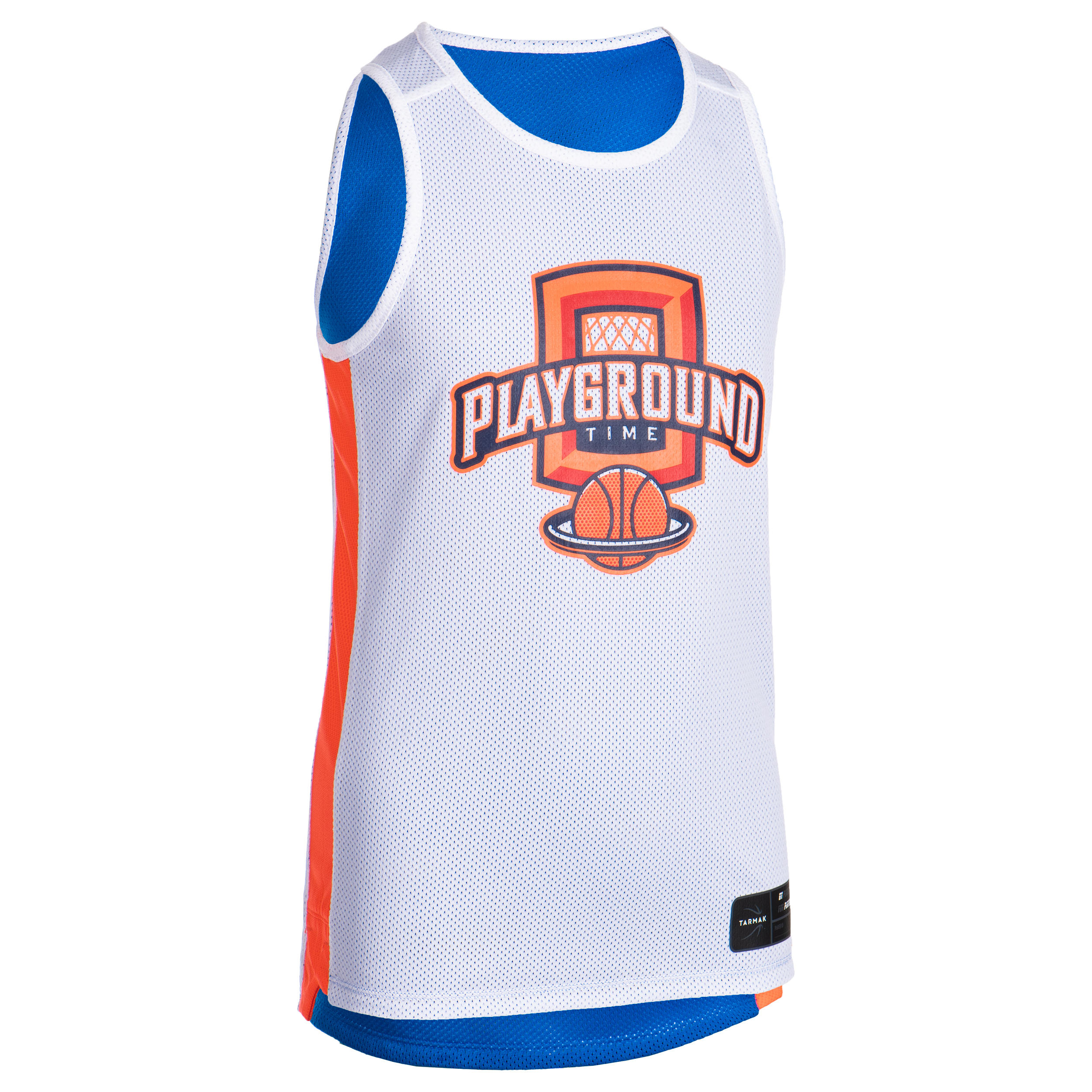 T500R Boys'/Girls' Intermediate Basketball Reversible Jersey - Blue/White 2/15