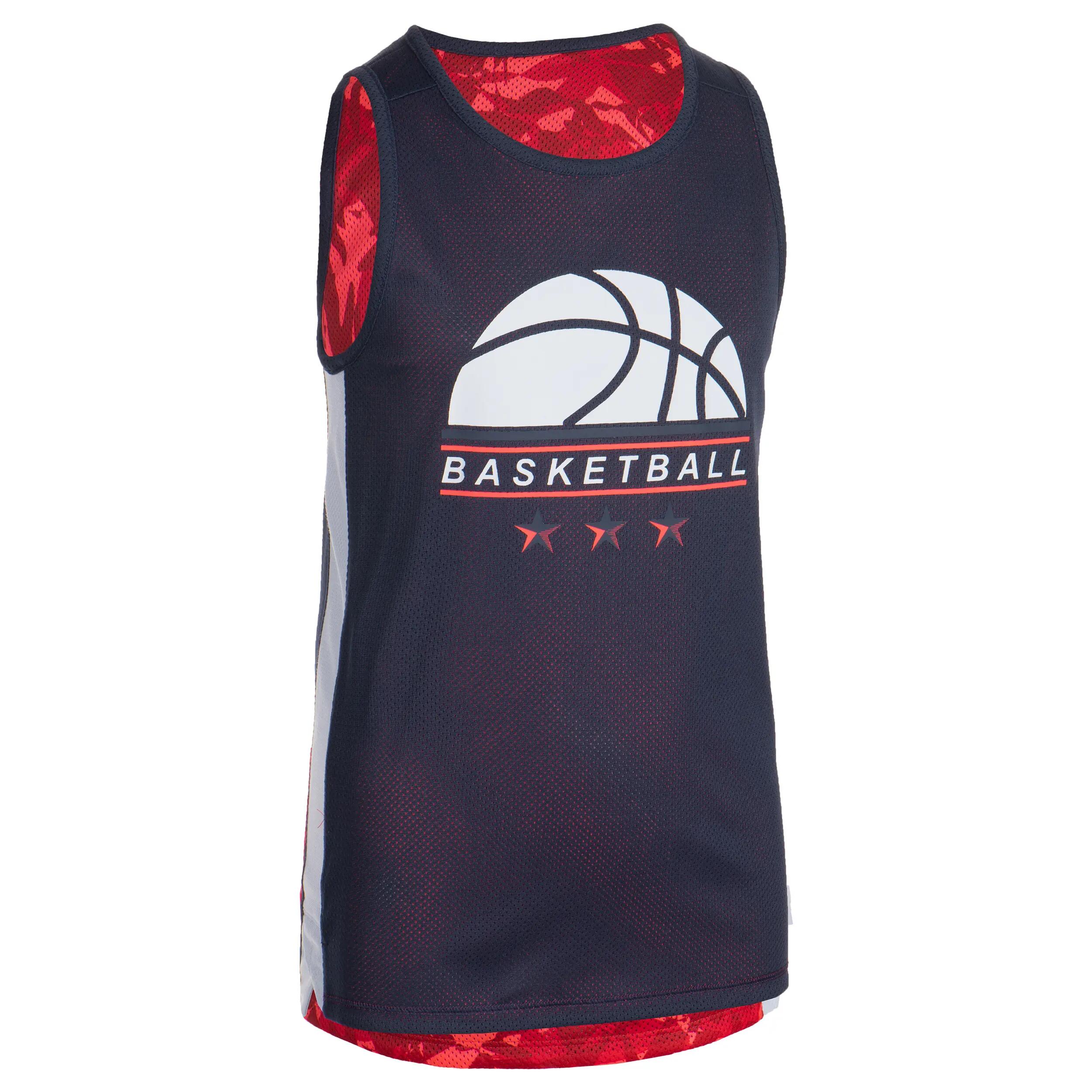 T500R Boys'/Girls' Intermediate Basketball Reversible Jersey - Pink/Navy BBL 2/11