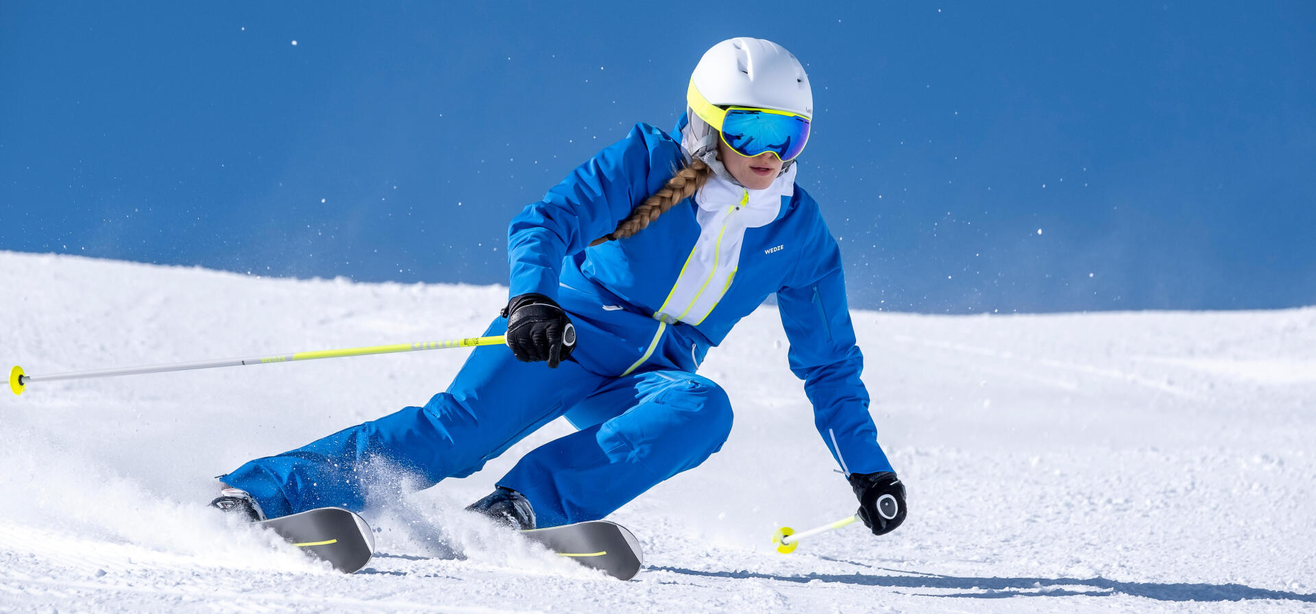 woman downhill skiing