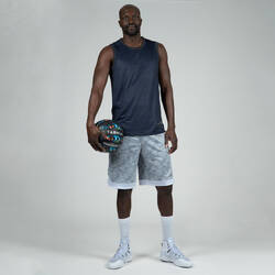 Men's Reversible Sleeveless Basketball Jersey T500R - Blue/Grey