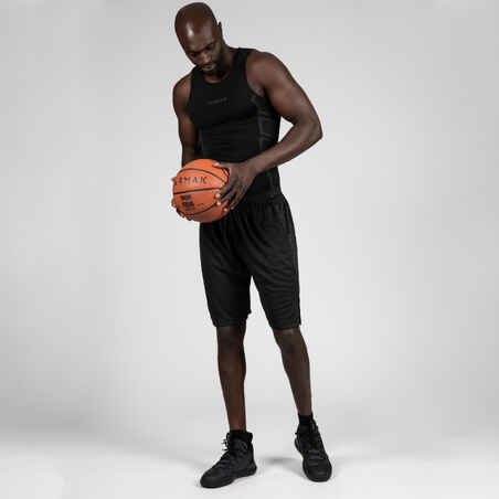 Men's Slim Fit Basketball Base Layer Jersey UT500 - Black