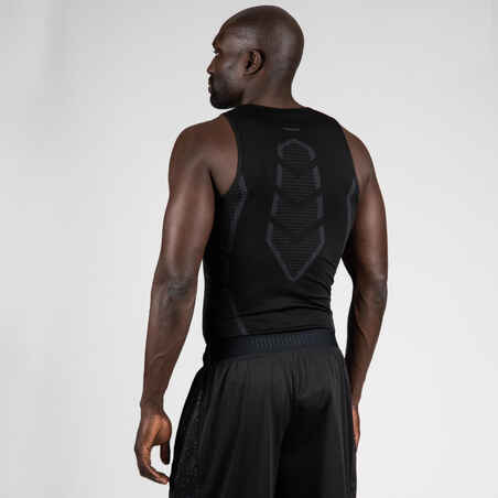 Men's Slim Fit Basketball Base Layer Jersey UT500 - Black