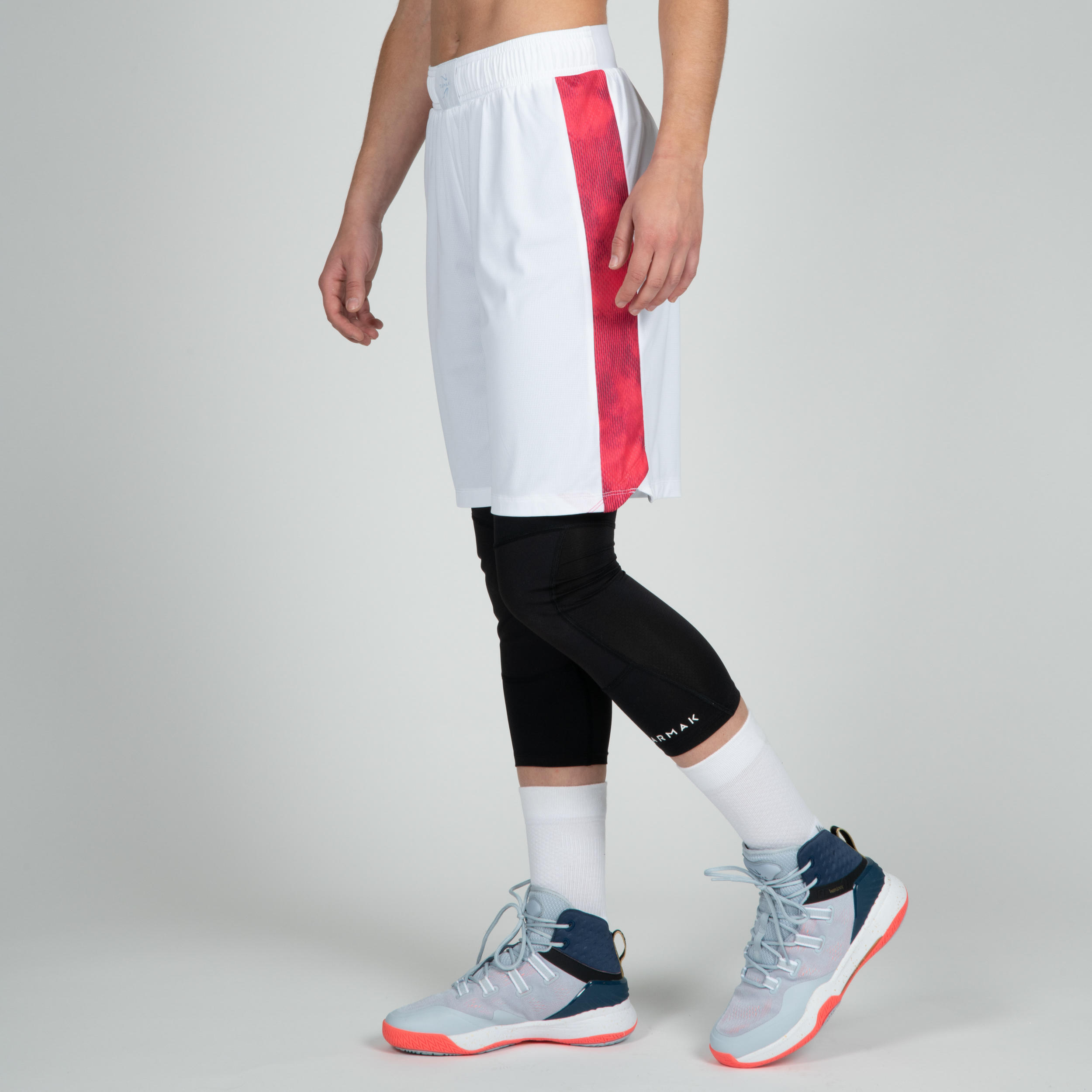 SH500 Women's Basketball Shorts - White/Pink 3/15