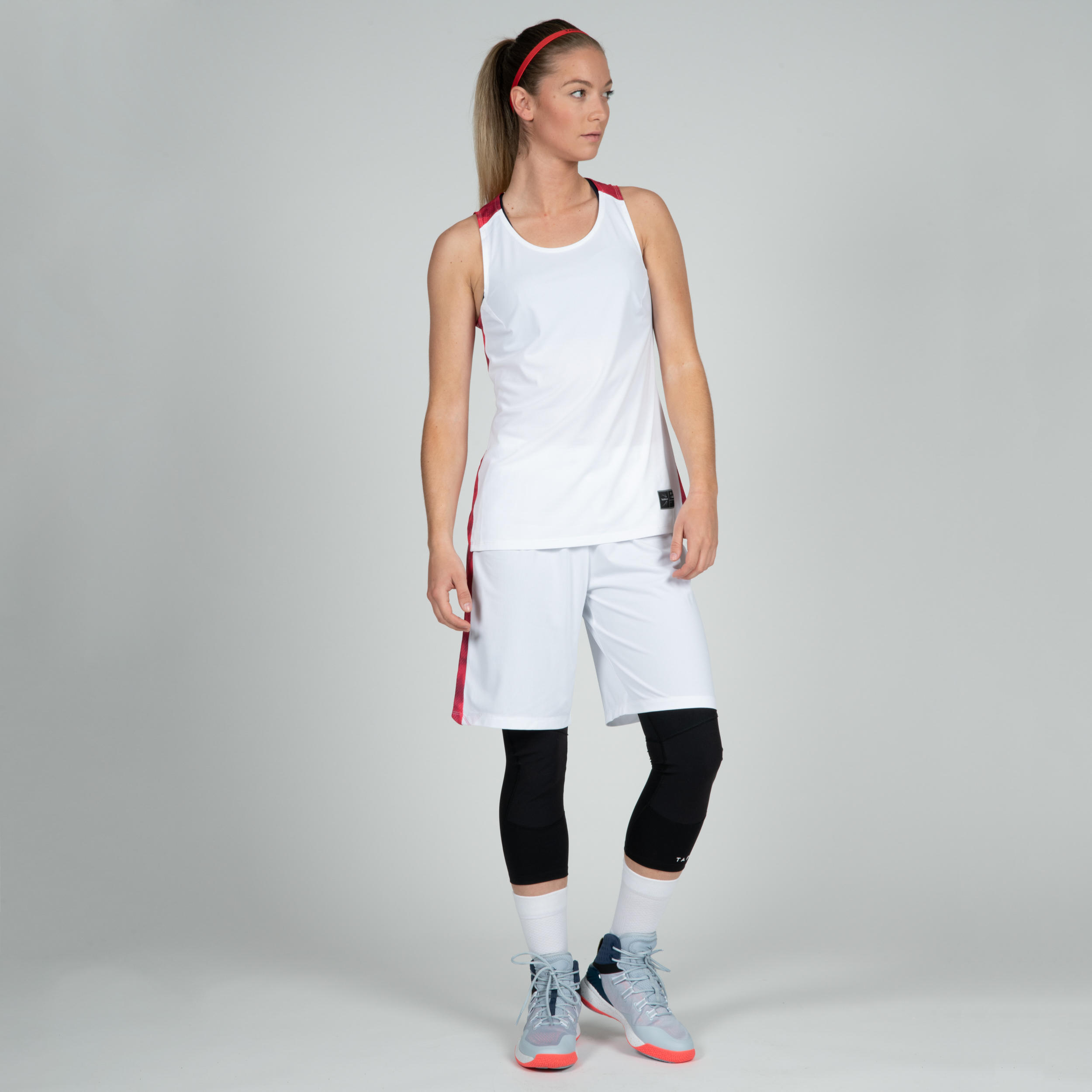 SH500 Women's Basketball Shorts - White/Pink 5/15