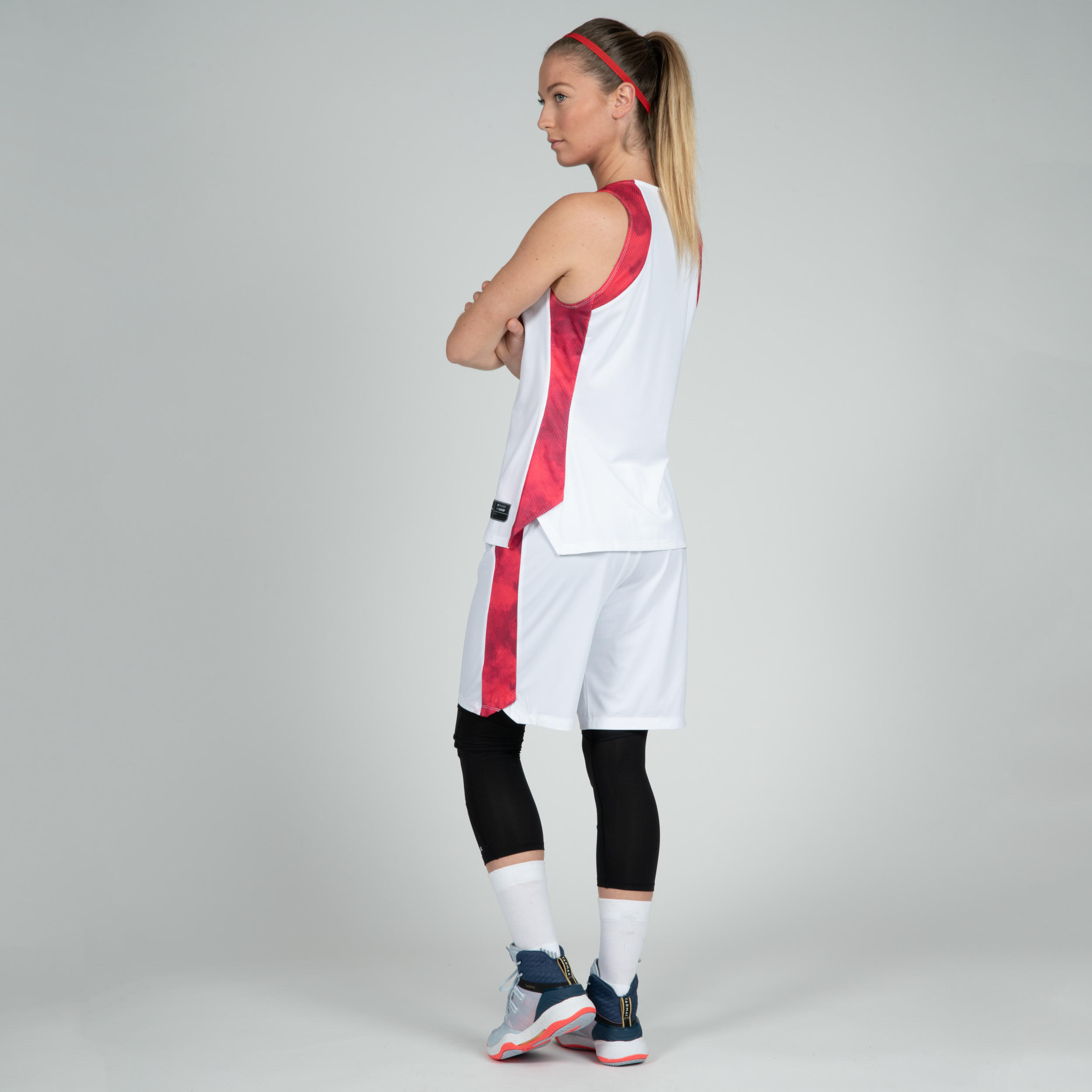 SH500 Women's Basketball Shorts - White/Pink 6/15