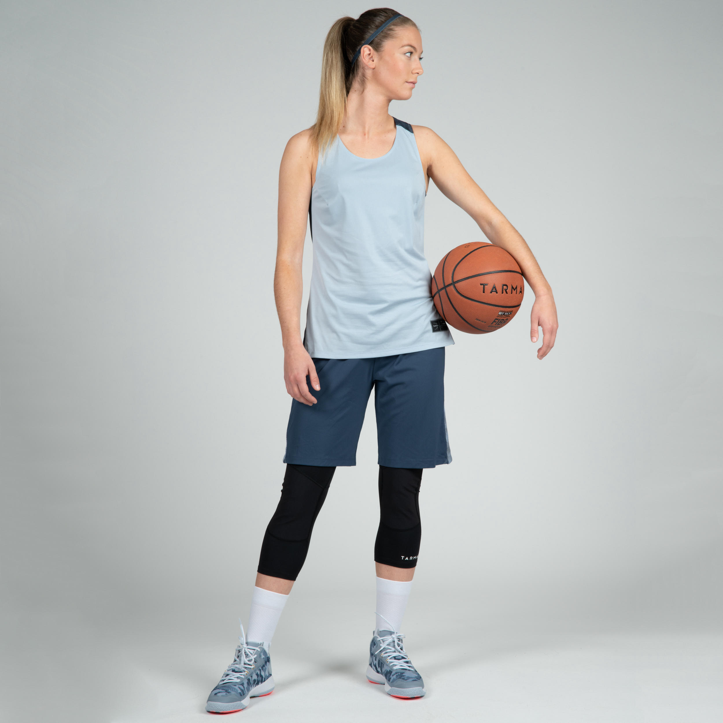 SH500 Women's Basketball Shorts - Navy/Grey 3/14