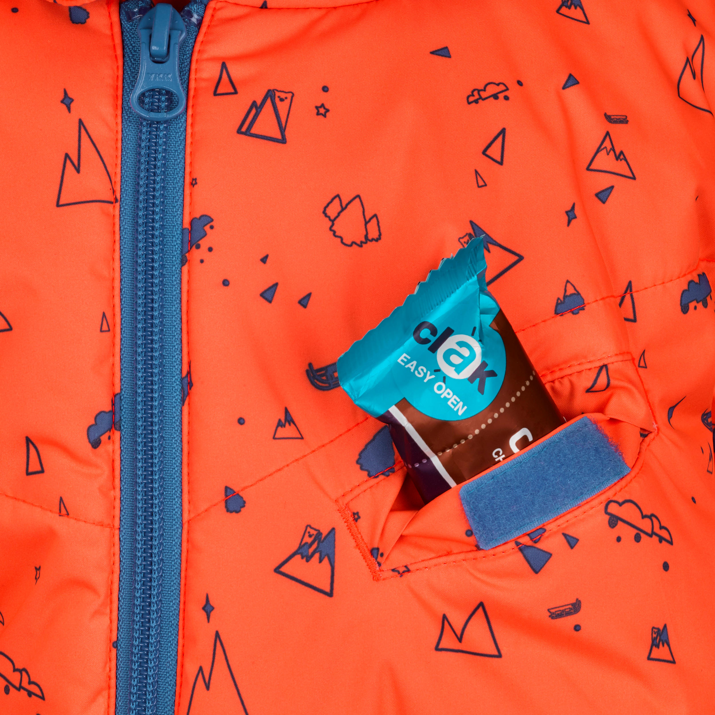 Babies' Skiing/Sledging Ski Suit Warm - Orange and Blue Print 7/9