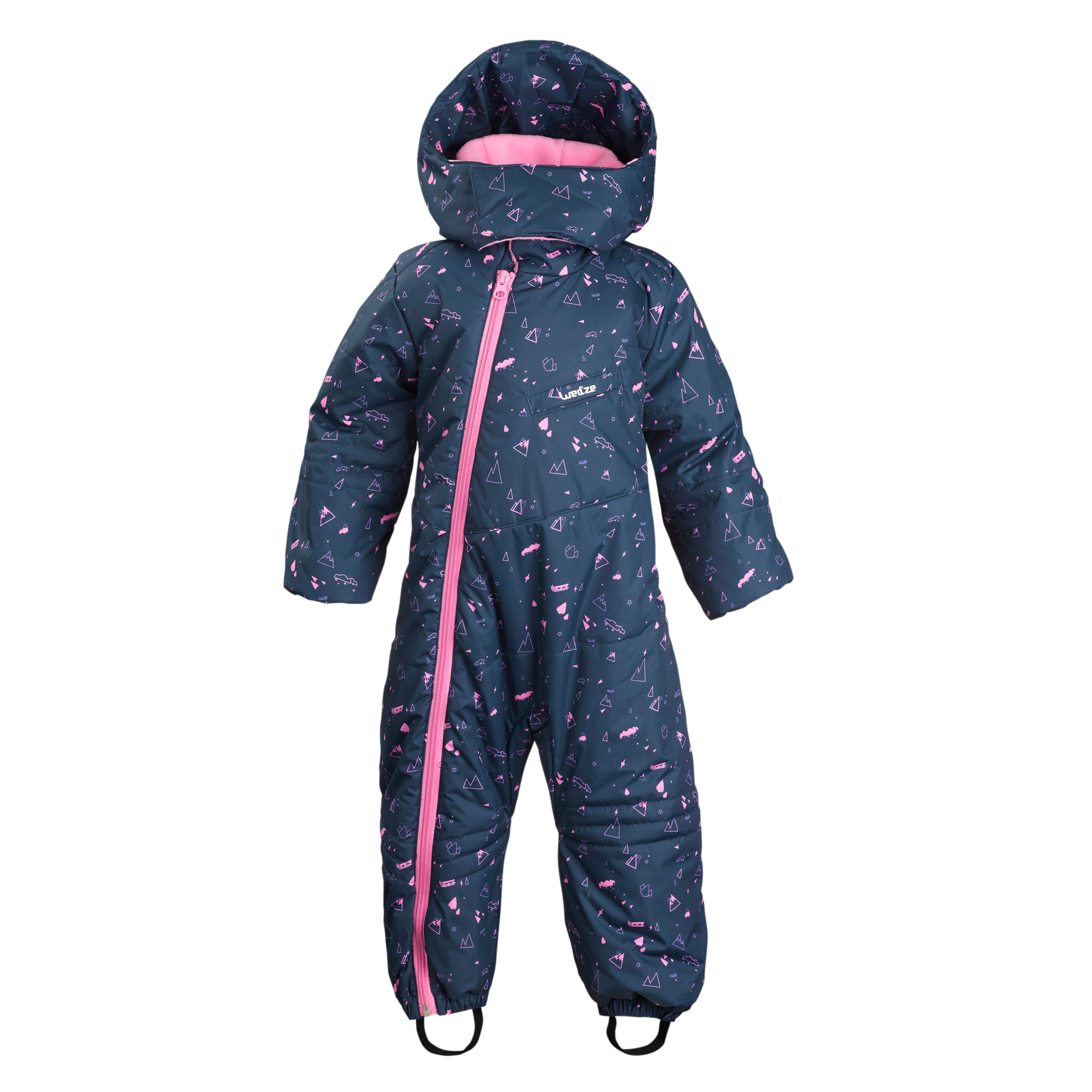 Babies' Skiing/Sledging Ski Suit Warm - Blue and Pink Print 4/9