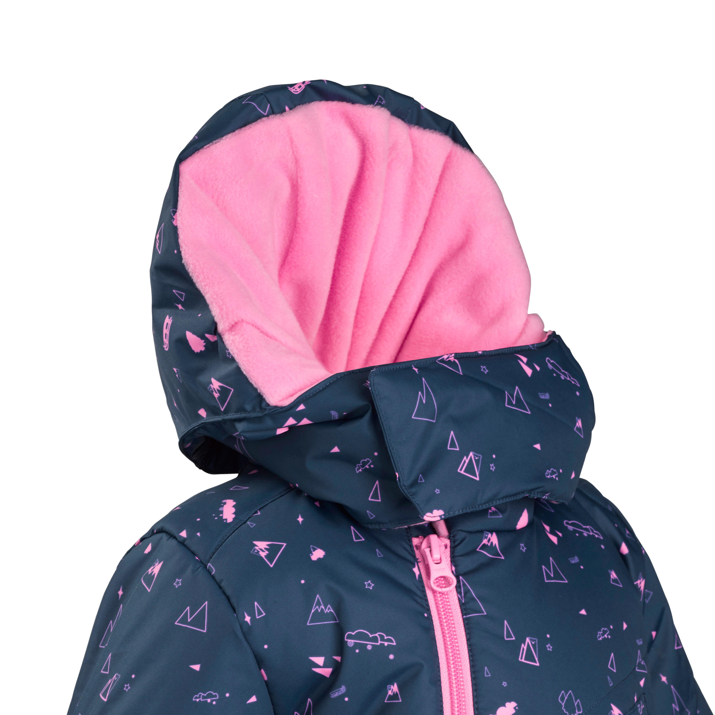 Babies' Skiing/Sledging Ski Suit Warm - Blue and Pink Print 8/9