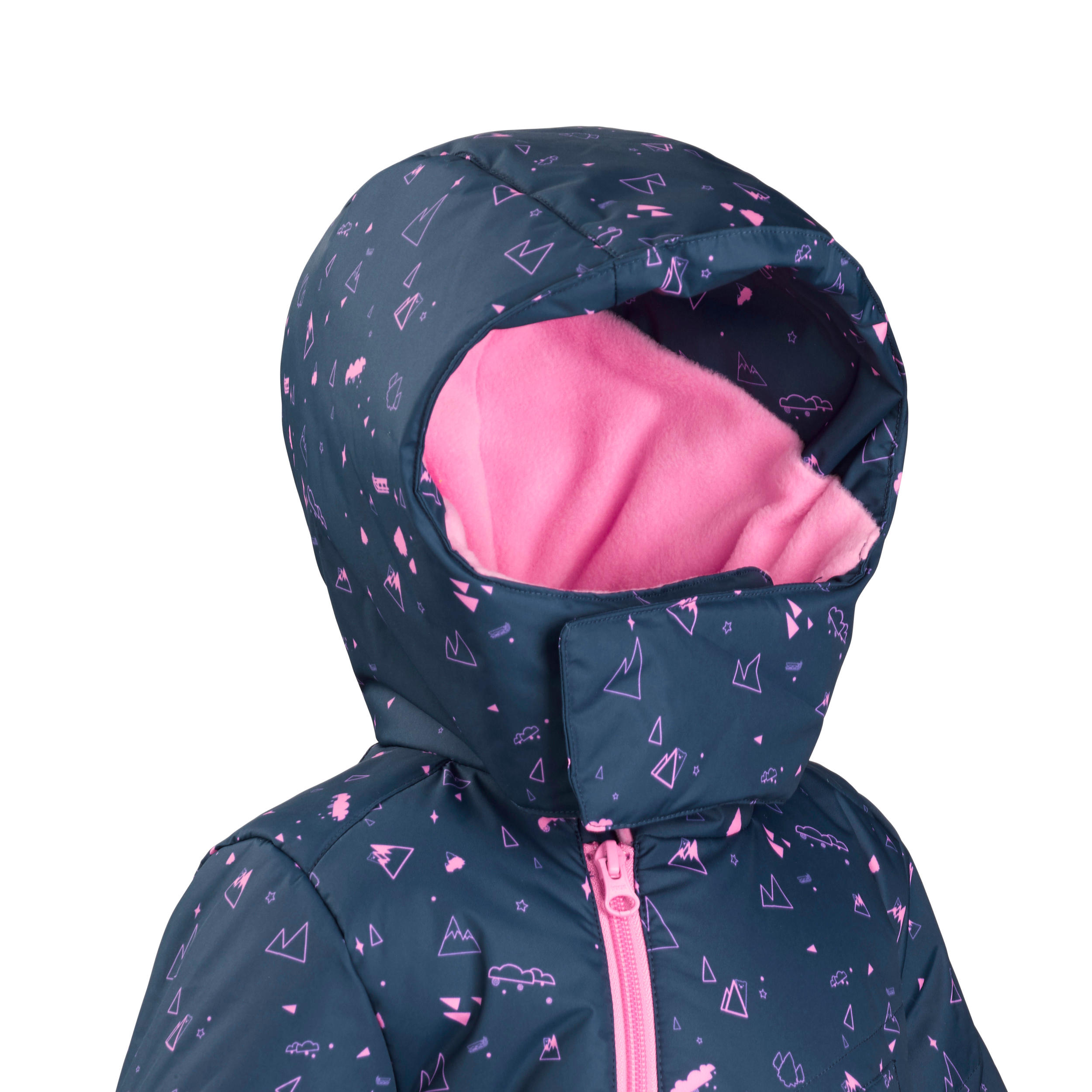 Babies' Skiing/Sledging Ski Suit Warm - Blue and Pink Print 5/9