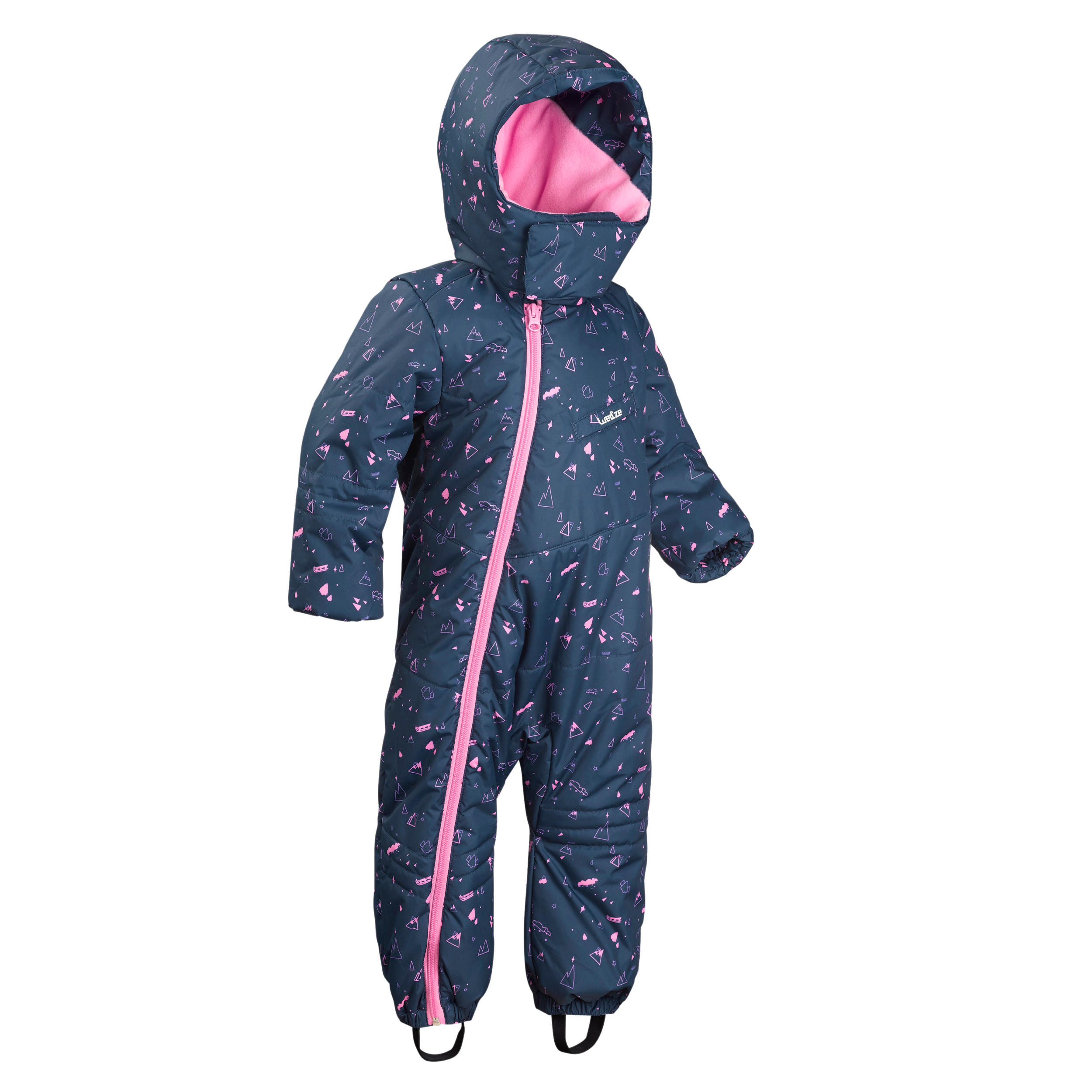 Babies' Skiing/Sledging Ski Suit Warm - Blue and Pink Print 2/9