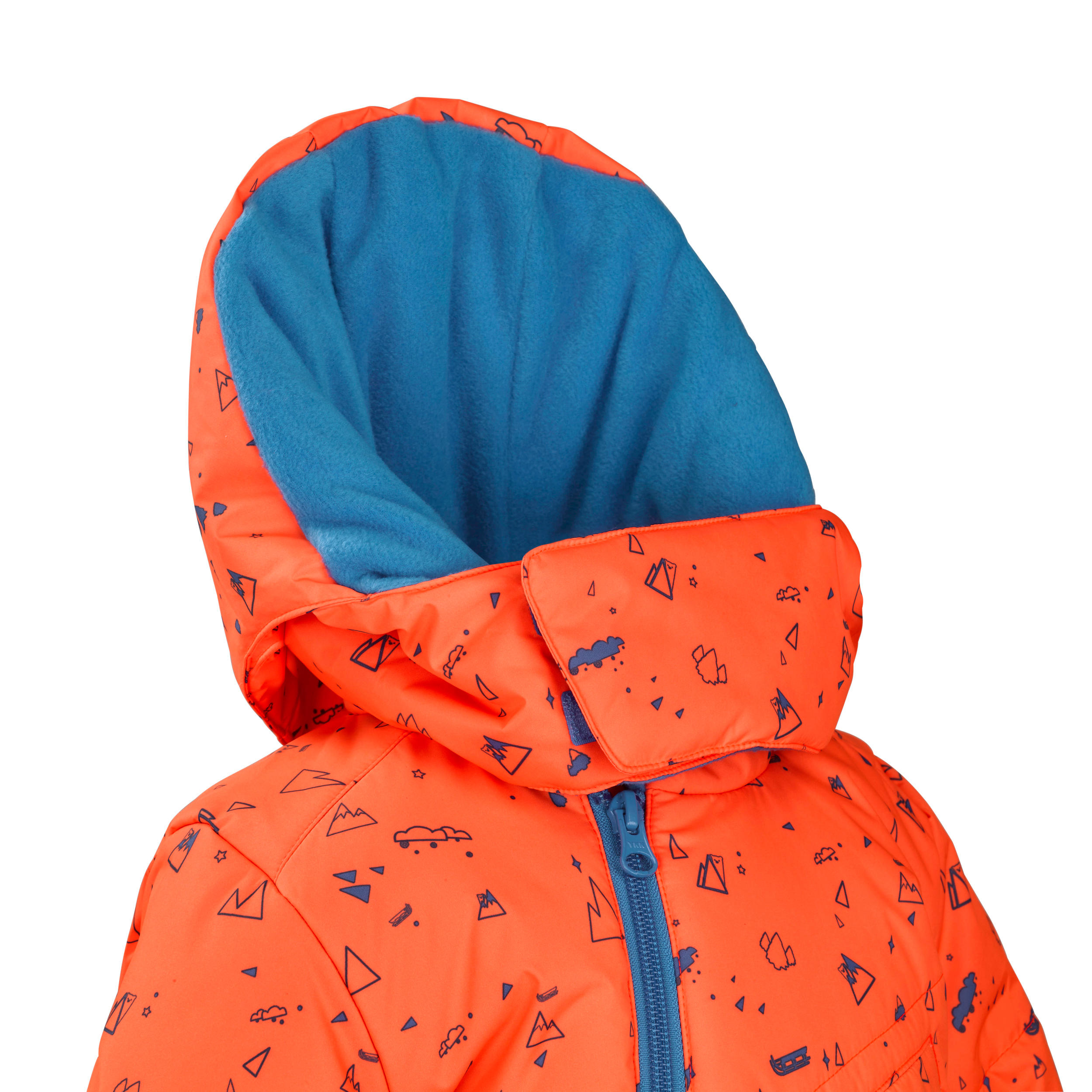 Babies' Skiing/Sledging Ski Suit Warm - Orange and Blue Print 8/9