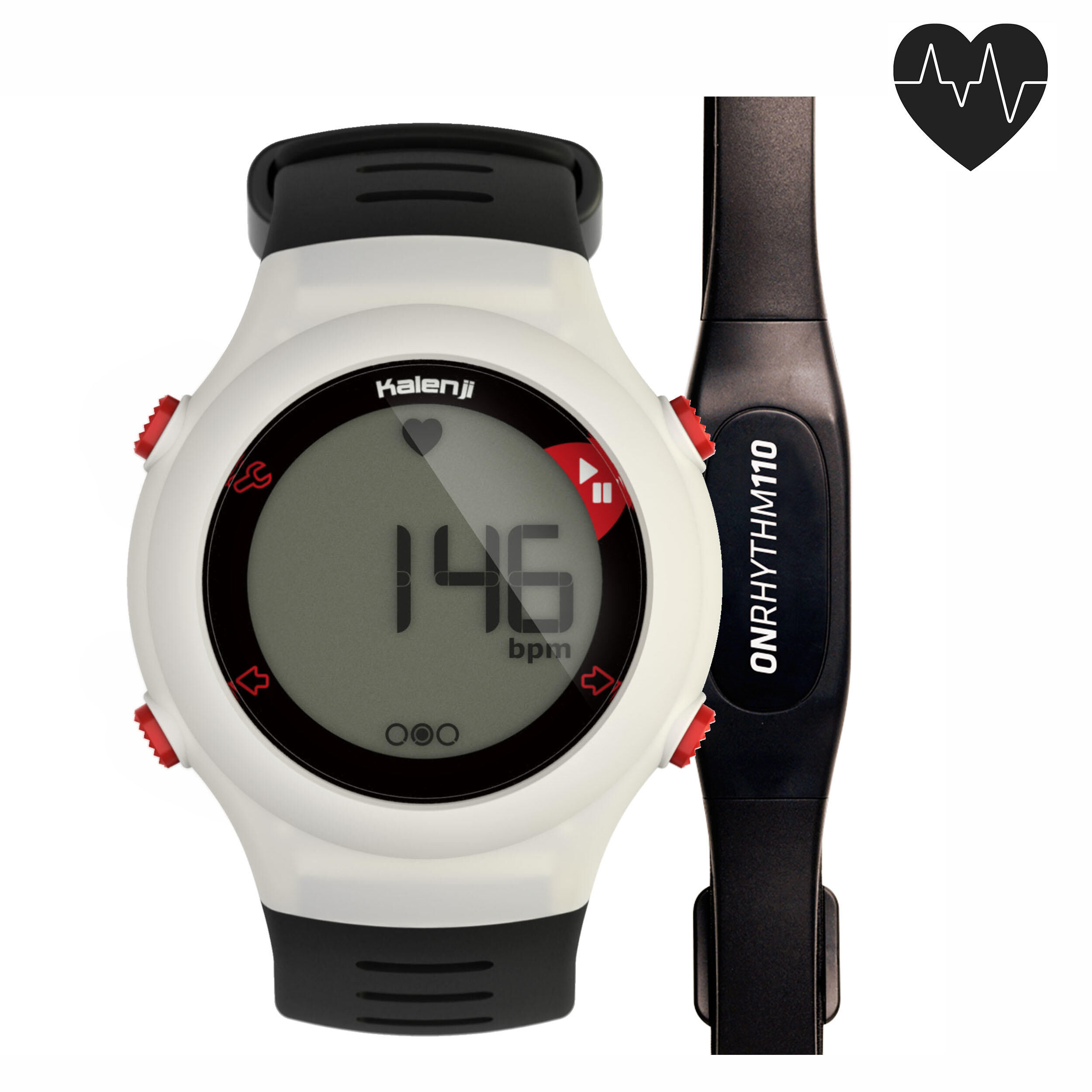 KALENJI ONRHYTHM 110 running heart rate monitor watch white