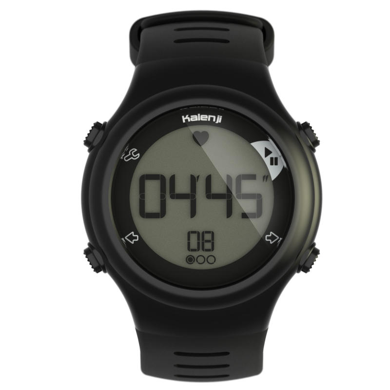 ЧАСЫ-ПУЛЬСОМЕТР ДЛЯ БЕГА ONRHYTHM 110 ЧЕРНЫЕ - Decathlon