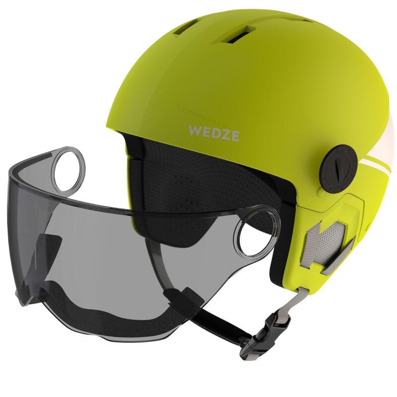 HKID 550 CHILDREN'S SKI HELMET WITH VISOR YELLOW STRIPES WEDZE Decathlon