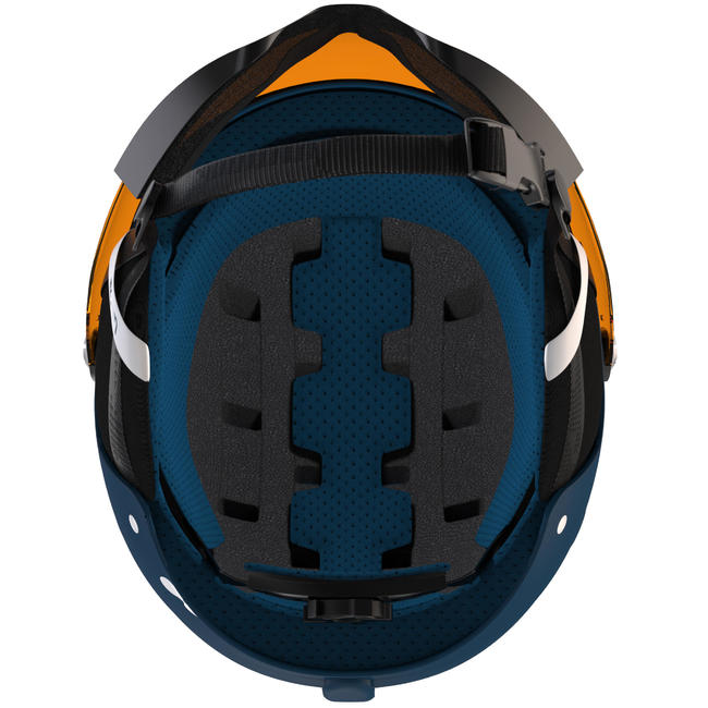 ADULTS' DOWNHILL SKI HELMET WITH VISOR FEEL150 BLUE