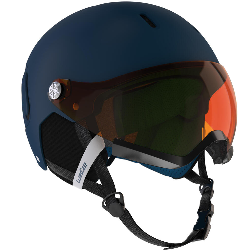 Adult Ski Helmet with Visor PST 150 - Blue and Red