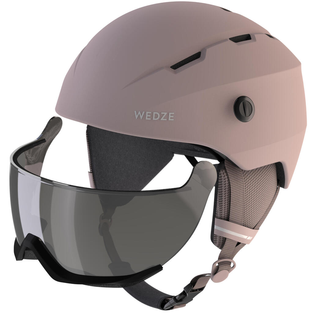 Skihelm mit Visier Erwachsene - H350 weiss