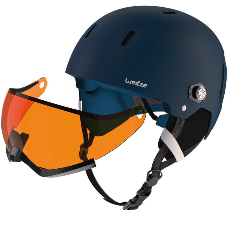ADULTS' DOWNHILL SKI HELMET WITH VISOR FEEL150 - BLUE - Decathlon