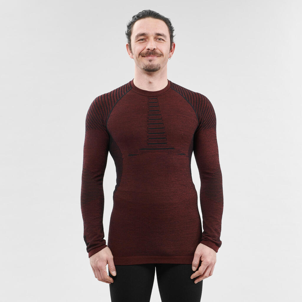 Skiunterwäsche Funktionsshirt Herren Wolle atmungsaktiv – BL900 schwarz 