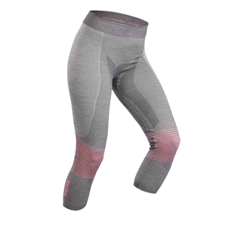 Women's Ski Base Layer Bottom Grey/Pink Decathlon