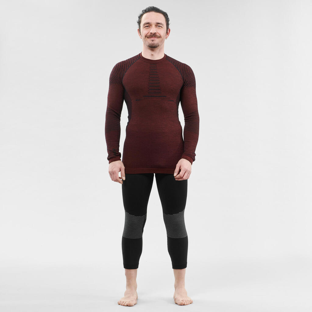 Skiunterwäsche Funktionsshirt Herren Wolle atmungsaktiv – BL900 schwarz 