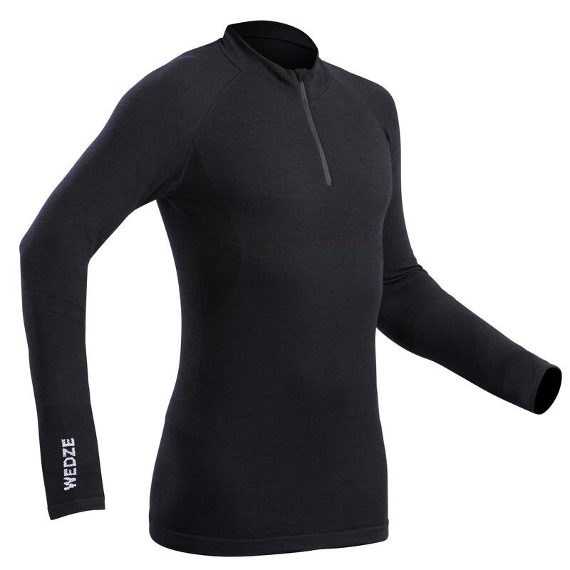 Camiseta Térmica de Esquí y Nieve Interior Hombre Wedze 900 X-Warm Lana Negro