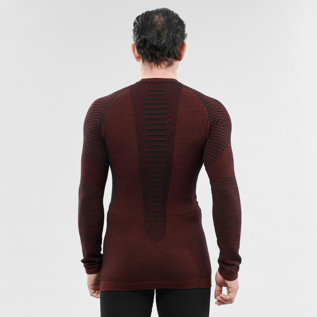 Skiunterwäsche Funktionsshirt Herren Wolle atmungsaktiv – BL900 schwarz 