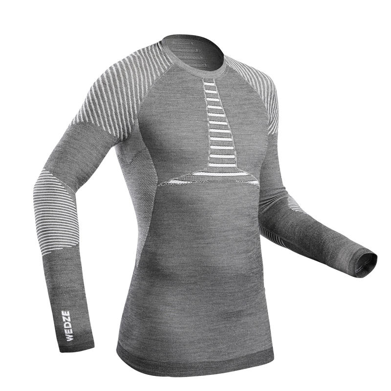 Men's Ski Seamless Base Layer Top BL 980 Wool Grey Decathlon