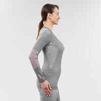 Women’s Seamless Skiing Merino Wool Thermal Base Layer BL900  Grey and Pink
