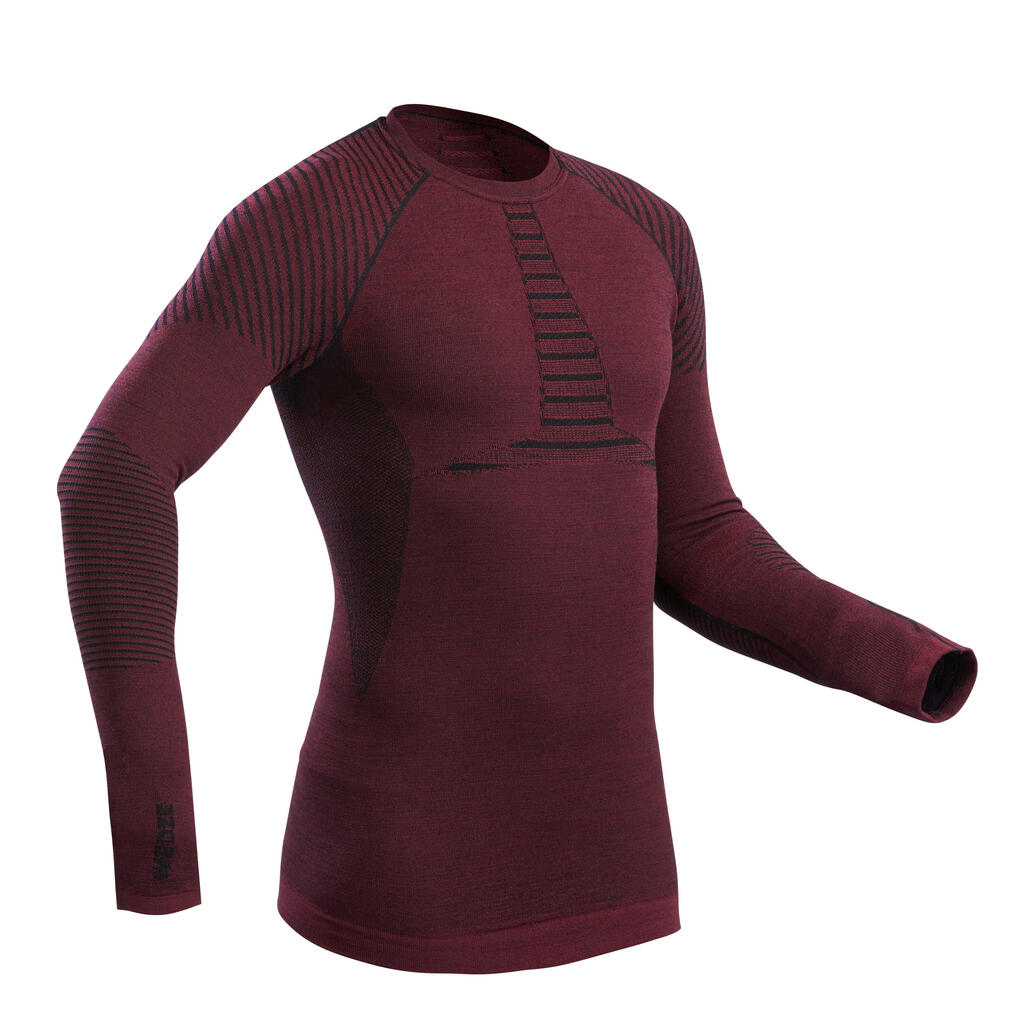 Skiunterwäsche Funktionsshirt Herren Wolle atmungsaktiv – BL900 schwarz 