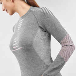 Women’s Seamless Skiing Merino Wool Thermal Base Layer 900  Grey and Pink