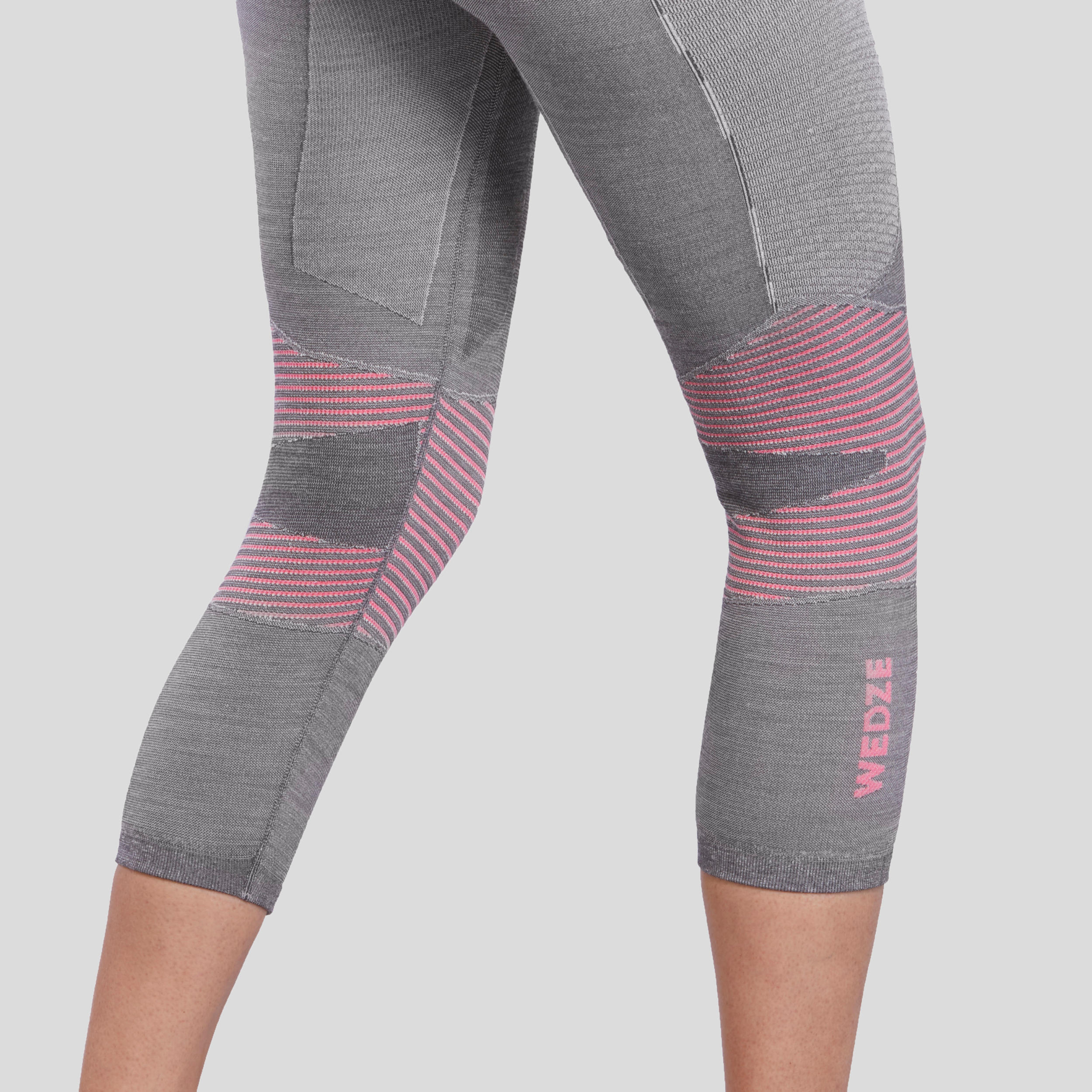 Women's Ski Base Layer Bottom 900 - grey/pink