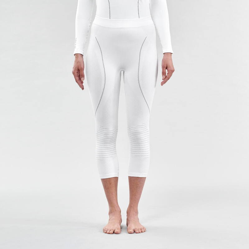 Női aláöltözet nadrág síeléshez 980-as, varrás nélküli, fehér