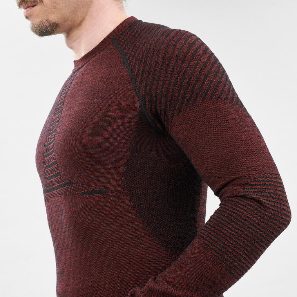 Skiunterwäsche Funktionsshirt Herren Wolle atmungsaktiv – BL900 schwarz 