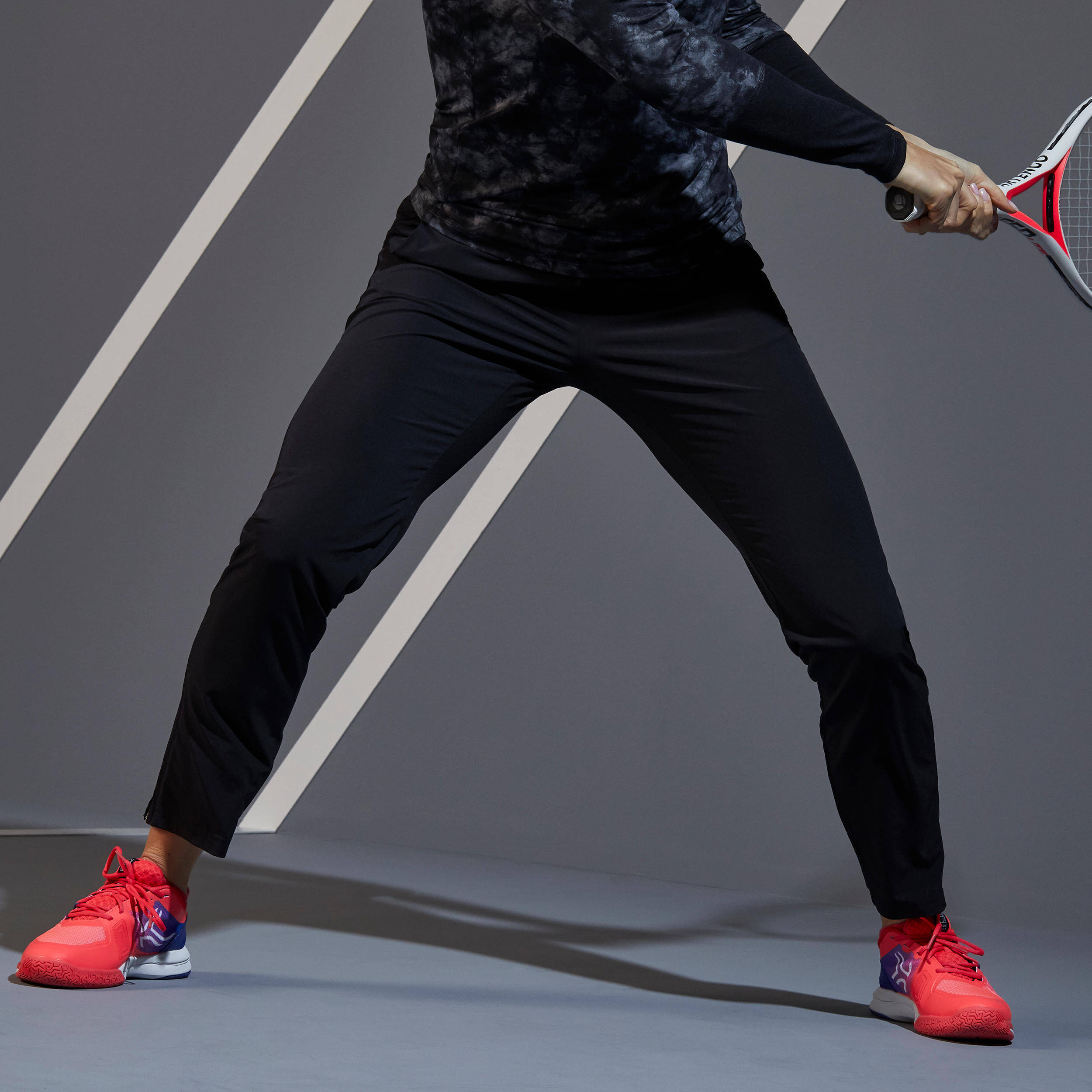 Women Tennis Pant - TPA500 Light Black -  3