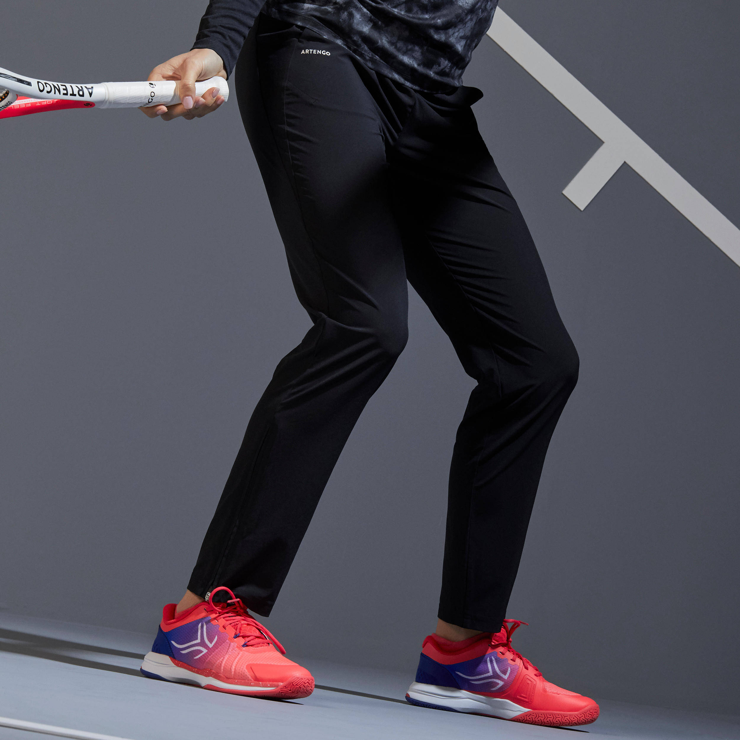 Women Tennis Pant - TPA500 Light Black -  4