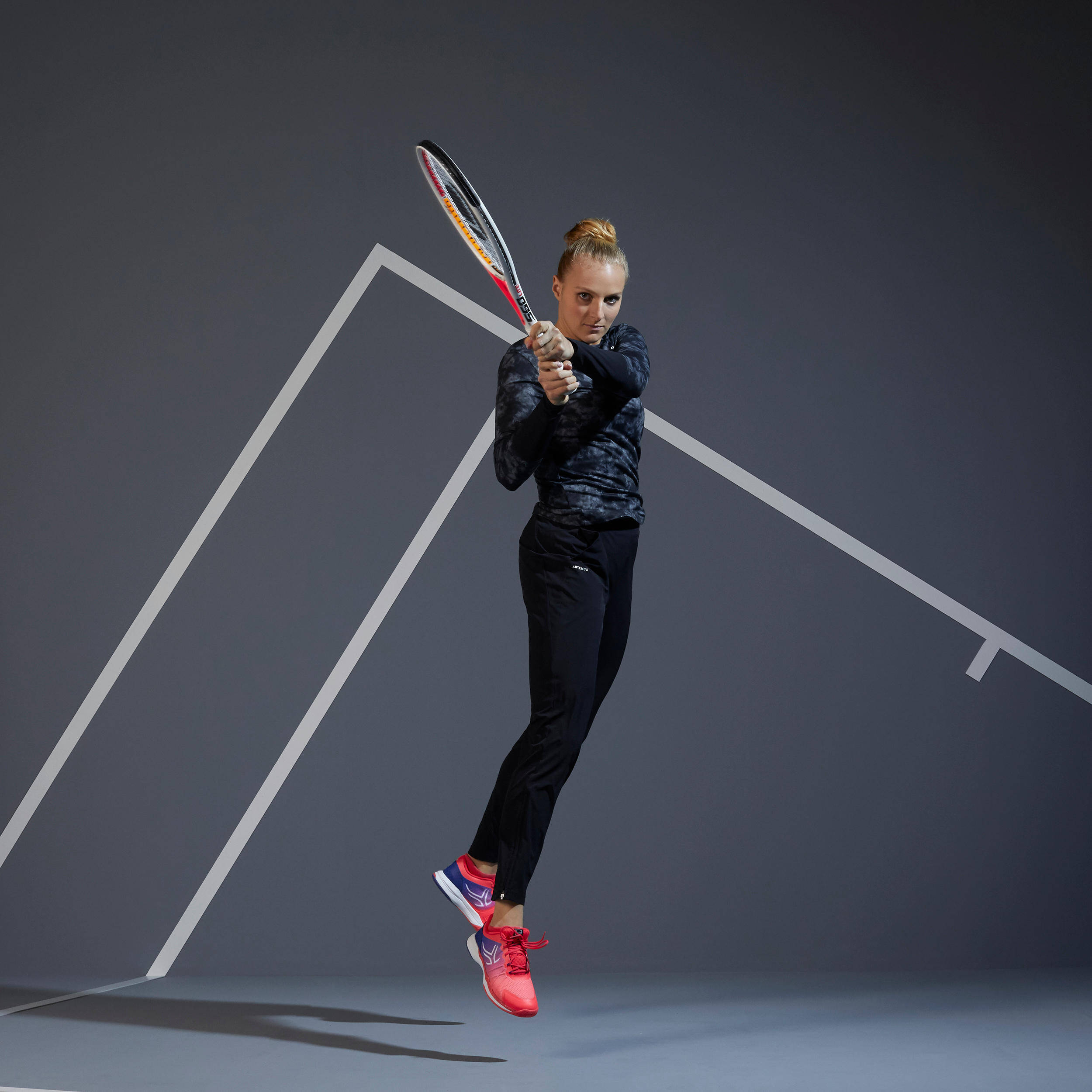 Women Tennis Pant - TPA500 Light Black -  2