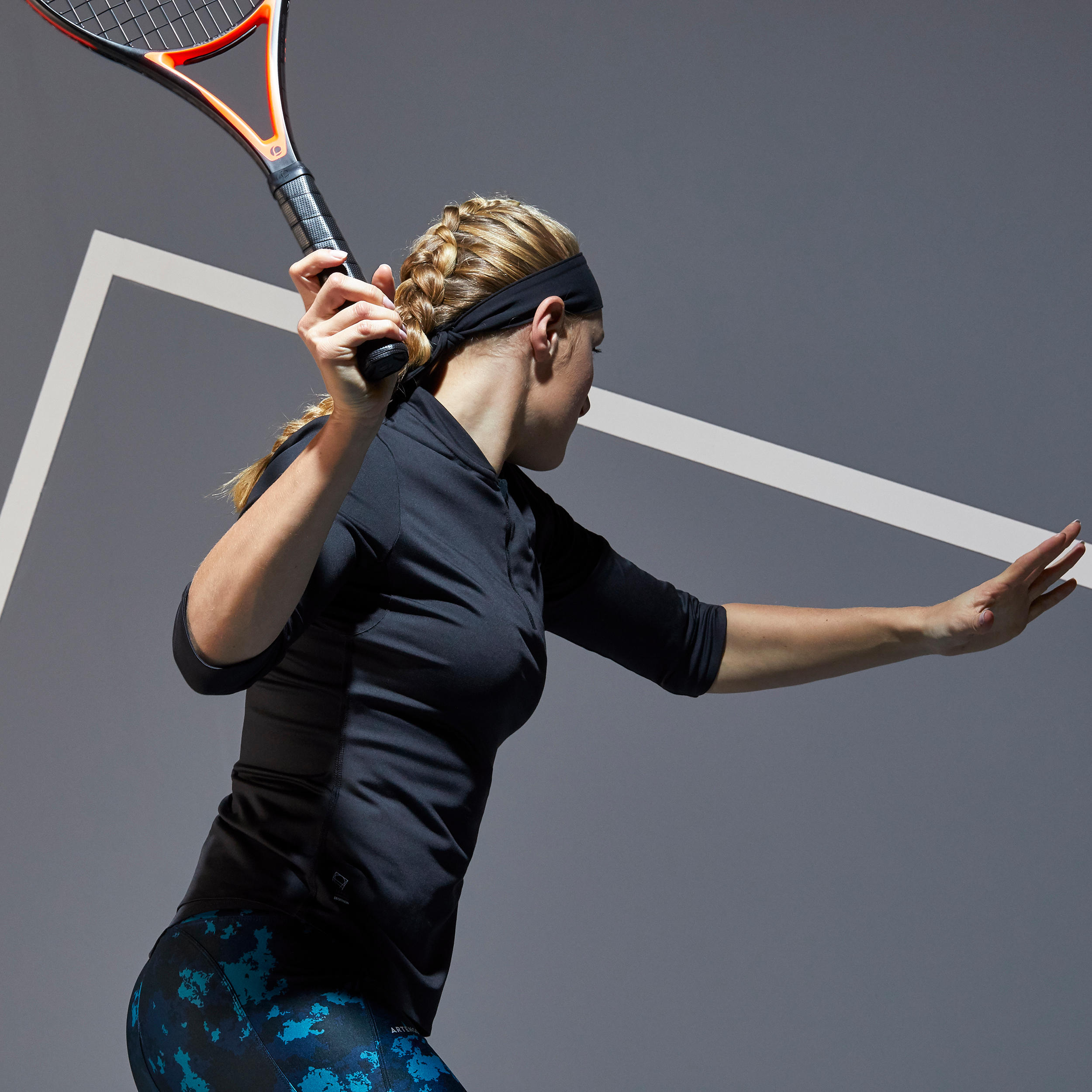 Women's 3/4 Sleeve Tennis T-Shirt Dry 900 - Black 4/12