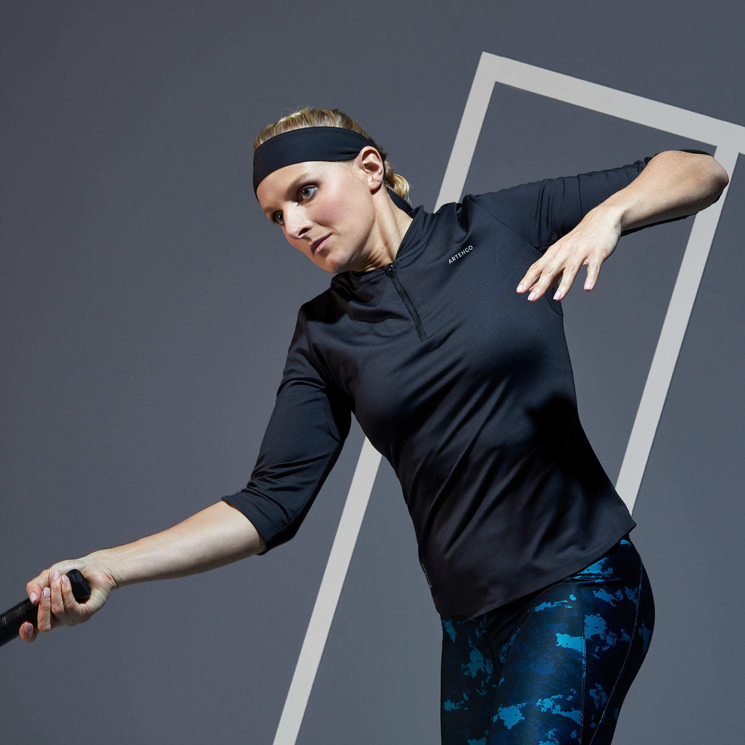 Women's 3/4 Sleeve Tennis T-Shirt Dry 900 - Black 3/12