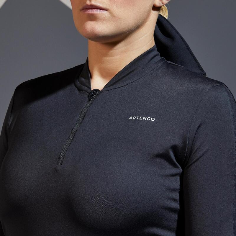 T-Shirt tennis manches 3/4 dry femme - Dry 900 noir